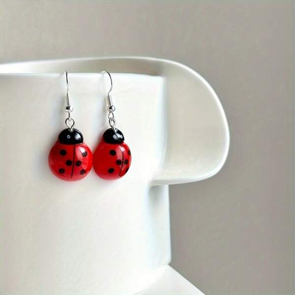 Resin Ladybug Earrings, Y2k Bug Earrings, Weird Earrings
