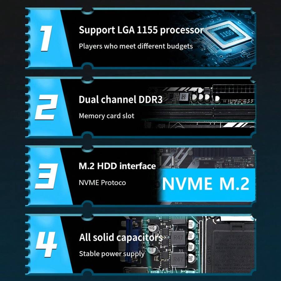 MUCAI Mucai H61主機板lga 1155套件,支援第2代和第3代英特爾core Cpu,支援m.2 Nvme Sdd | SHEIN台灣