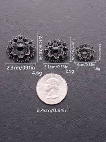 4入組橢圓形仿珍珠&鑽石&凝膠塗層金屬扣子,適用於大衣、防風外套、毛衣、針織開衫、帽子、鞋飾 - 黑色 - 查看 12