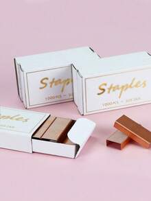 10 Hộp Vàng hồng Mạ Ghim dập , 1000 cái/ hộp , Phù hợp Đối với phổ cập Kim bấm , 24/6 10 , Đến Ghim dập 25 A4 Đã đăng ký Đến Giấy - Hoa hồng vàng - Xem 4