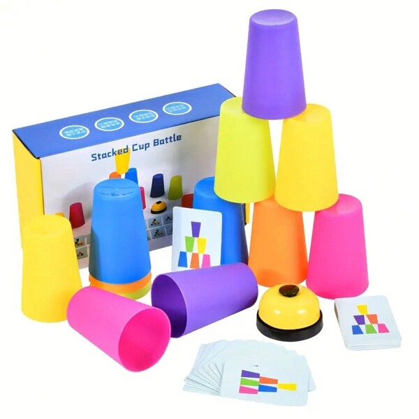 ¡mejora El Desarrollo Cognitivo De Los Niños Con Este Juego De Rompecabezas Desafiante Y Divertido De Apilar Tazas!