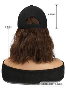 Synthetische Perücke mit Kappe, 8 Zoll kurze lockige Perücke, Bobcut-Stil, schwarze Baseballkappe, hitzebeständige Faser, verstellbare Kappengröße für den täglichen Gebrauch