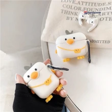 Mochila linda para Apple Airpods 1/2/Pro/3/Pro2 con estuche para auriculares compatible con estuche de dibujos animados de cabeza de pato