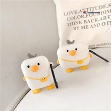 Mochila linda para Apple Airpods 1/2/Pro/3/Pro2 con estuche para auriculares compatible con estuche de dibujos animados de cabeza de pato