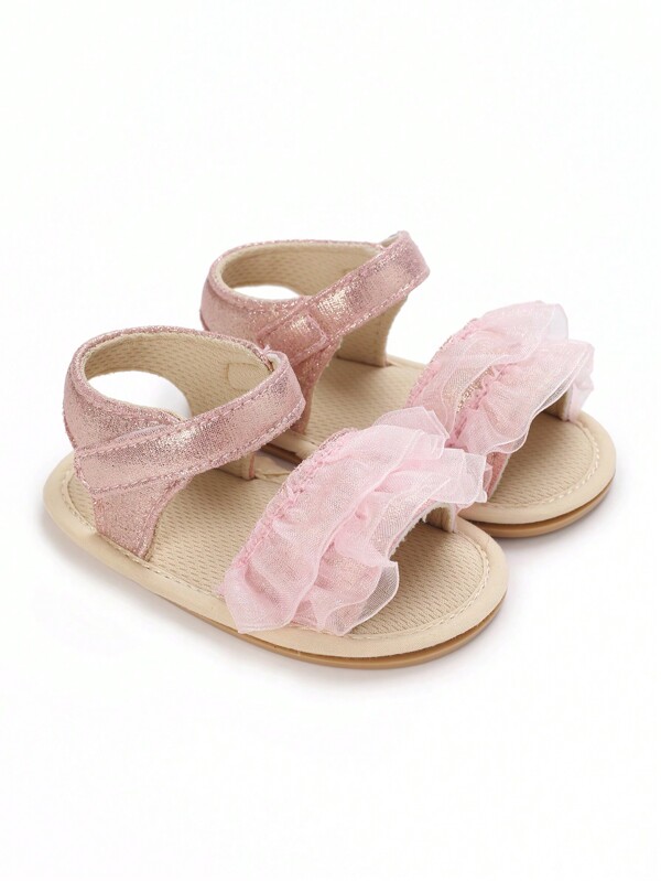 Zomersandalen voor babymeisjes van 0-1 jaar, comfortabele wandelschoenen met veterrand, schattige casual