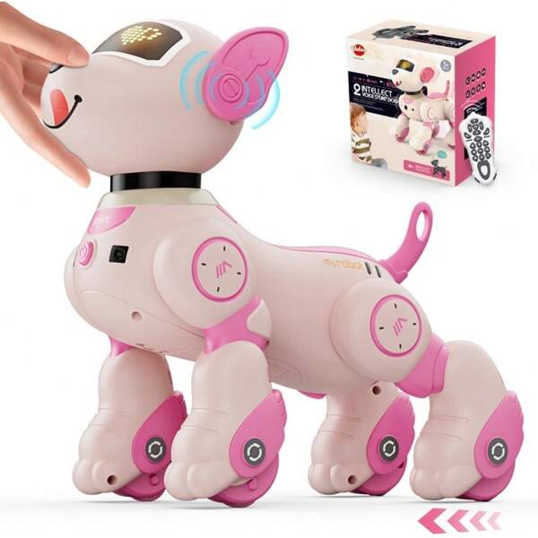 VATOS Roboter Hund Kinder Ferngesteuerter Spielzeug - Sprach und 2,4 GHz Fernsteuerung Haustier Roboterhund mit 20+ Funktionen, Programmierbarer Tanz Musik RC Roboter Hund für Kinder 3-12 Jahren