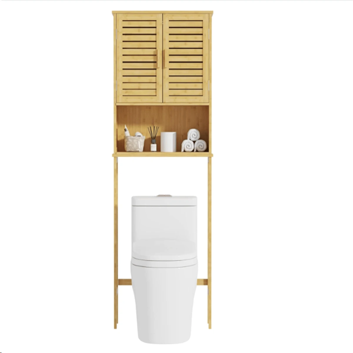 Curated visual reference: Gallery Detail: Bamboo Bathroom Cabinet With Adjustable Shelf And 2 Doors Space