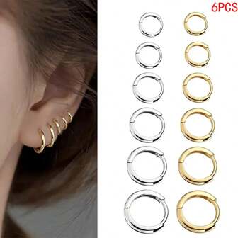 8mm/10mm/12mm/14mm/16mm/18mm Round Stainless Steel Small Hoop Earrings Women Men Stud Earrings Jewelry Men Pendant
