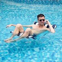 1-Pack Swimming Water Hammock Float, Inflatable Portable Pool Floats For Adults Floating Hammock For Pool Swimming (Black) - Black and White - View 6