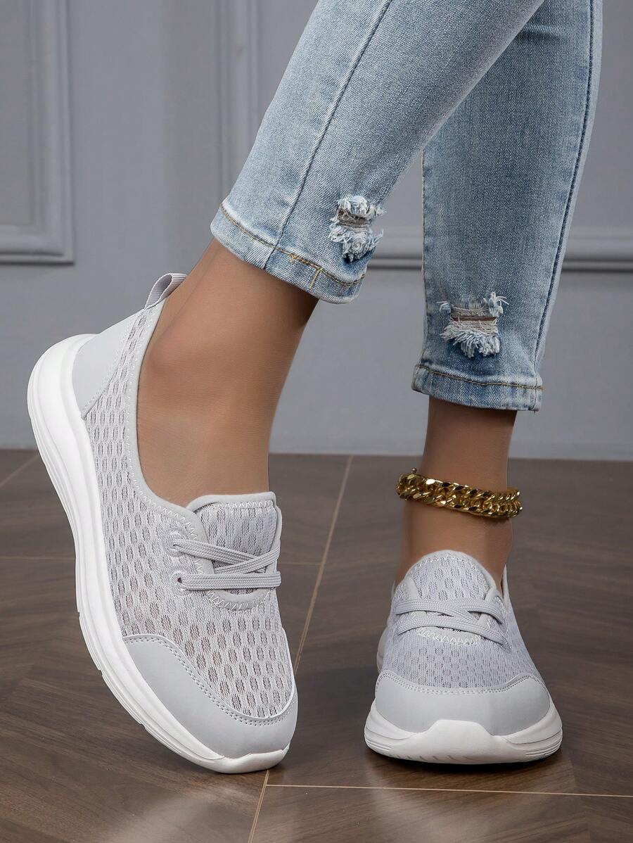 Plus Size Women's Shoes For Summer, 2024 Spring New Arrival, Breathable Mesh Slip-On Casual Walking Shoes With Large Perforation, Low Heel Loafers And Platform Slouchy Shoes With Thick Soles For Summer, Beijing Cloth Shoes For Women