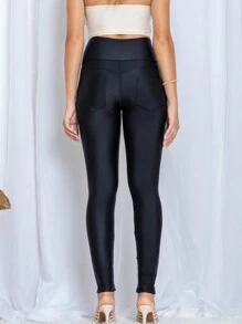 Calça Skinny Feminina em Malha PRD Cintura alta Com Botoes No Cós Simples Salto alto elegante Festa Casual Boho Tecido de malha Com cinto Zíper Sem usar Malha Contraste Calça Feminina Noite Feriado Festa de aniversário Diário Formal e Noturno Despedida de solteira viagem Roupas de aeroporto Todas as Estaçoes