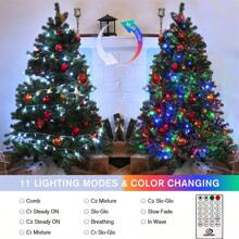 JMEXSUSS 100 LED Cool White & Multicolor Christmas Lights Indoor, Color Changing String Lights Plug In, 33ft Christmas String Lights Outdoor Waterproof For Xmas Tree Indoor Decor - White to Multicolor - View 2