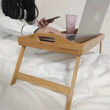 1pc Foldable Table For Students, Dorm Room, Bed Desk, Bedroom, Floor Dinner Table - Yellow - View 5