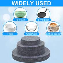 96 Pcs Felt Plate Dividers Set 3 Sizes Round Felt Plate Protectors Reusable Dish Storage Pads Multipurpose Soft Plate Separators Pads For Packing Stacking Procelain Cookware 5 Inch 7.5 Inch 10.5 Inch - Grey - View 6