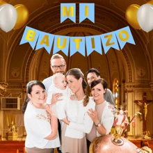 Banderín Letrero Mi Bautizo Niño Niña - Azul - Ver 3