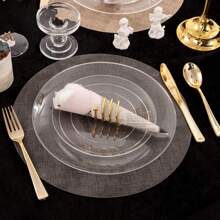 20pcs assiettes plastiques transparentes résistantes, disponibles en 19cm/29cm, réutilisables après lavage, conviennent pour les fêtes, gâteaux, bonbons, snacks, dîners et activités extérieures
