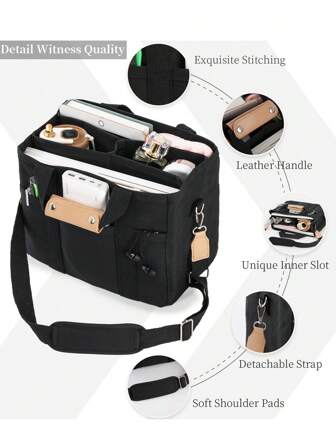 Fashionabla skötväska med flera fickor i pendlarstil med flera separerade fack och axelskydd, stor storleksuppgradering för utomhusbruk, Preppy bokväska för bokveckan, stor skolväska, flera fack, perfekt för strand, skola, arbete och daglig användning