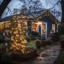 LED Solar Outdoor Gypsophila Waterproof Copper Wire String Light, 105 Inches, 300 Lamp Beads, Suitable For Festival Garden Tree Landscape Decoration, Outdoor Camping, Landscape Decoration, 8 Lighting Modes, 3 Colors To Choose From, Colorful/Warm/White