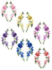 1 对彩色刺绣牡丹花贴片蕾丝边，缝纫工艺用品，多色可选