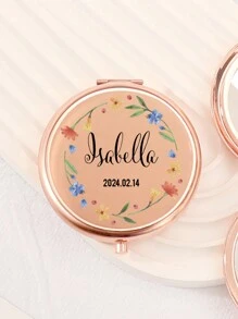 Custom Print: Personalized Name And Greetings! Leather Folding Makeup Mirror, High Definition Glass, 2X Magnifying Lens! Perfect Gift For Mom, Aunt, Grandma, Daughter, Niece, Sister, Bride, Bridesmaid, And More For Holidays, Birthdays, Weddings, Mother's Day, Valentine's Day