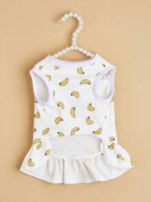 1件香蕉图案带牵引绳的泰迪熊、小狗、小猫连衣裙 - 彩色 - 查看 4