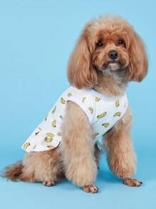 1件香蕉图案带牵引绳的泰迪熊、小狗、小猫连衣裙 - 彩色 - 查看 3