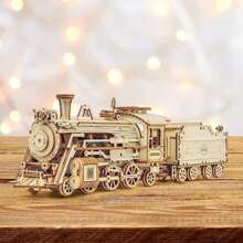 Robotime Robotime Puzzle 3D Express Locomotive à vapeur en bois - Kit de construction de modèle - Cadeau d'anniversaire de Noël pour adolescents et adultes