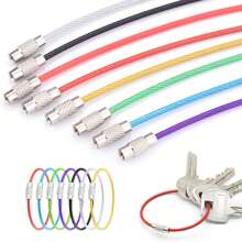10pcs/Pack Stainless Steel Cable Wire Key Chain Rings For Travel, Luggage Tags, And Outdoor Activities Car Accessories Bag Charm School