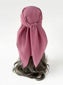 1入女士純色雪紡仿真絲印花方形圍巾，頭巾，希賈布，頭巾，帶子，頭巾上帶子，髮帶，頭帶，用於裝扮您的造型的理想選擇 - 彩色 - 查看 8