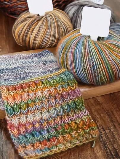 1 件 50g 手工编织钩针纱，超柔软纹理针织丙烯酸渐变纱，用于手工编织钩针帽子夹克围巾娃娃包毛衣（请注意，产品上没有白色显示卡）