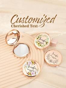 Custom Print: Personalized Name And Greetings! Leather Folding Makeup Mirror, High Definition Glass, 2X Magnifying Lens! Perfect Gift For Mom, Aunt, Grandma, Daughter, Niece, Sister, Bride, Bridesmaid, And More For Holidays, Birthdays, Weddings, Mother's Day, Valentine's Day
