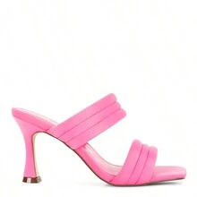 New Crush Quilted Spool Heel Sandals - Hồng - Xem 2