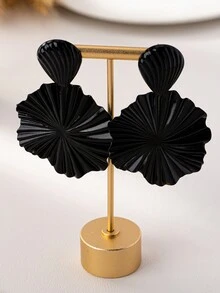 1 Pair Fashionable Delicate Snail Shell Stud Earrings, Casual Chic Versatile Accessory - Black - View 3