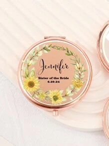 Custom Print: Personalized Name And Greetings! Leather Folding Makeup Mirror, High Definition Glass, 2X Magnifying Lens! Perfect Gift For Mom, Aunt, Grandma, Daughter, Niece, Sister, Bride, Bridesmaid, And More For Holidays, Birthdays, Weddings, Mother's Day, Valentine's Day