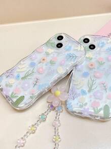 Funda de teléfono con patrón de burbuja de flores y flores pintadas con patrón de onda, compatible con Apple y Samsung - transparente - Ver 6