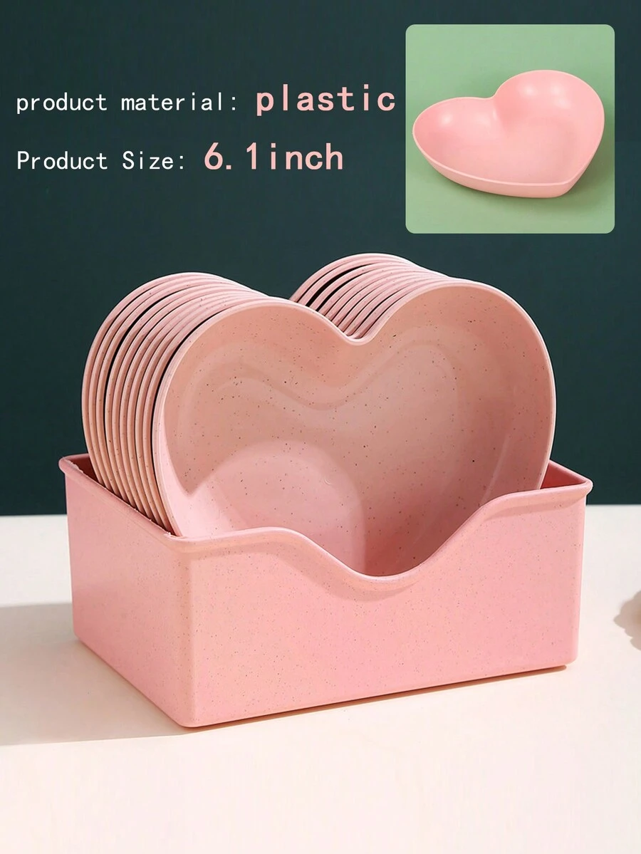 1pc/5pcs/10pcs HeartShaped Plastic Small Snack Plate (6.1inch
