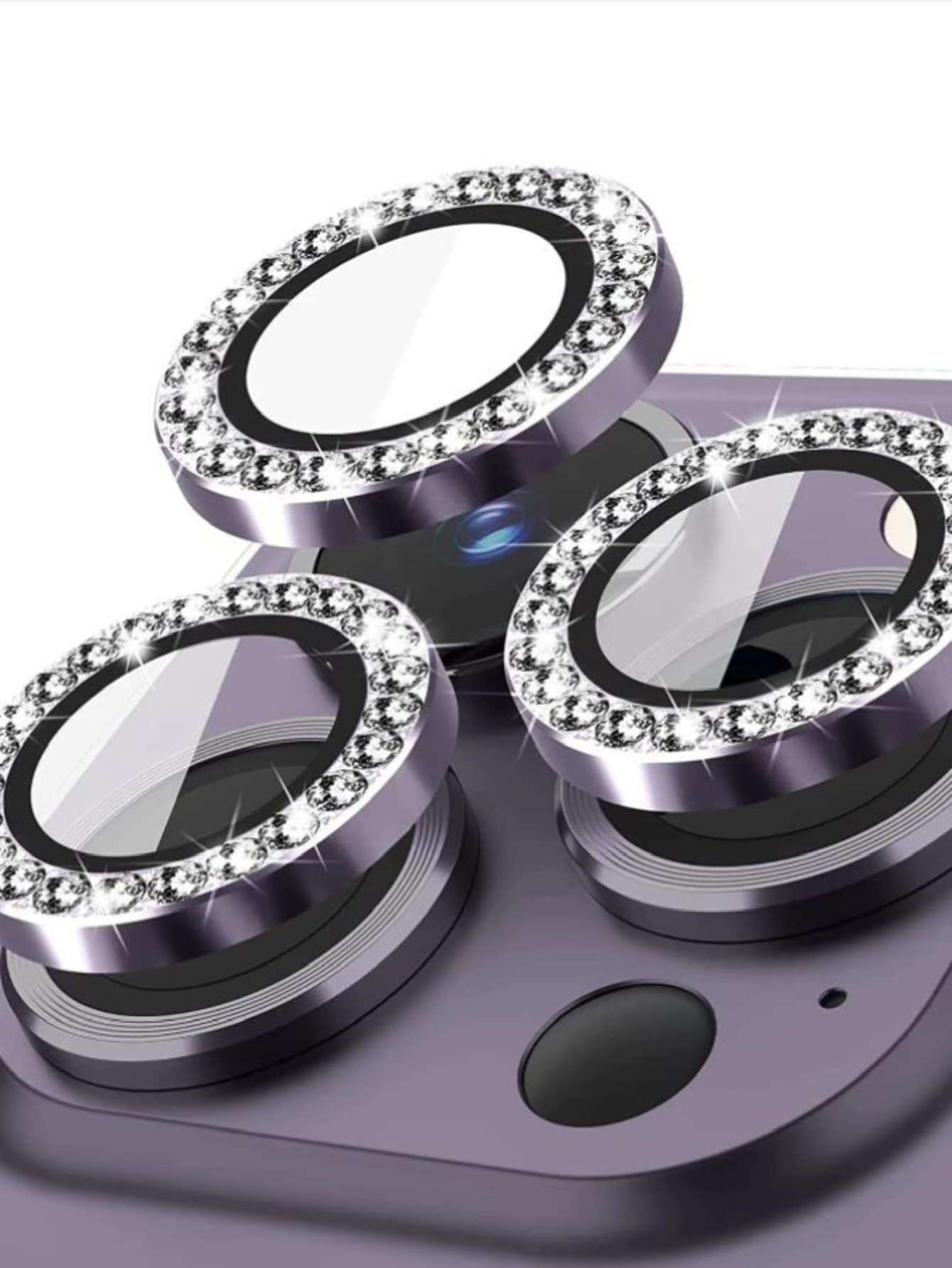 Protetor Lente de Câmera Brilhante Glitter ROXO -para iPhone Todos os modelos