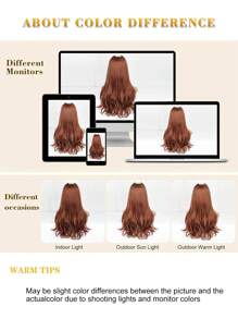 Clip In Hair Extensions Thick Long Straight Hair Extensions Upgrade Soft Lace Weft Lightweight 7PCS Layered Hair Extensions 18Inch For Women(Auburn) - Dirty Orange - View 5