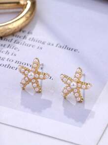 1pair Simple & Versatile Starfish Stud Earrings, Perfect For Women To Wear At Beach, Party Or During Travel - Starfish - View 5