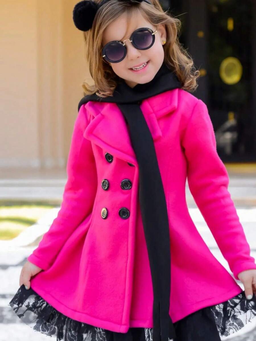 Young Girls Winter Coats - 玫紅色 - 查看 1