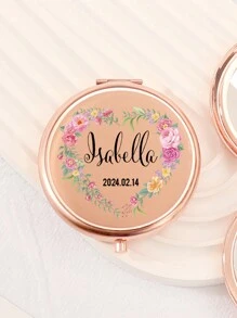 Custom Print: Personalized Name And Greetings! Leather Folding Makeup Mirror, High Definition Glass, 2X Magnifying Lens! Perfect Gift For Mom, Aunt, Grandma, Daughter, Niece, Sister, Bride, Bridesmaid, And More For Holidays, Birthdays, Weddings, Mother's Day, Valentine's Day