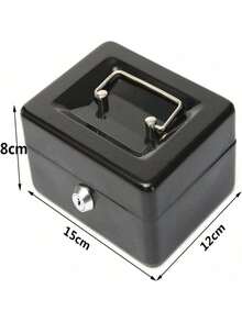 Caja de efectivo con cerradura de llave, Caja de efectivo de metal con cerradura Caja de almacenamiento de metal pequeña portátil con 2 llaves para el hogar de documentos de dinero - Negro - Ver 3