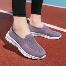 2024年夏季街頭風格大尺碼女鞋新款平底透氣休閒便鞋，媽媽鞋 - 粉色 - 查看 2