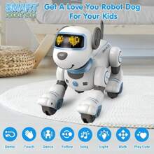 VATOS Robot Dog Children Remote Controlled Toy - Interactive Touch And Follow Robot Dog With 17 Functions, Programmable Dance Music RC Dog Robot Toy For Girls 3-12 Years - Blue - View 3