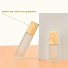 1PC/2PCS/10PCS Refillable Frosted Glass Bottle, Essential Oil Bottle, Stainless Steel Roll-On Bottle, Wooden Cap, Travel Perfume Empty Bottle (0.18/0.350Z, 5/10ml)Bathroom Decor Fall Decor Back To School