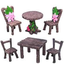 3pcs/Set Miniature Table And Chairs Set Fairy Garden Furniture Ornaments Kit For Decoration House Accessories Home Micro Landscape Decoration Best Gifts Birthday Graduation