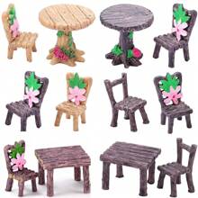3pcs/Set Miniature Table And Chairs Set Fairy Garden Furniture Ornaments Kit For Decoration House Accessories Home Micro Landscape Decoration Best Gifts Birthday Graduation