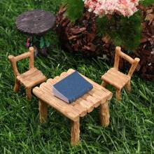 3pcs/Set Miniature Table And Chairs Set Fairy Garden Furniture Ornaments Kit For Decoration House Accessories Home Micro Landscape Decoration Best Gifts Birthday Graduation