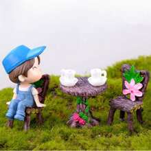 3pcs/Set Miniature Table And Chairs Set Fairy Garden Furniture Ornaments Kit For Decoration House Accessories Home Micro Landscape Decoration Best Gifts Birthday Graduation