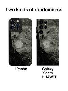 1個滿版覆蓋的深夜星空手機殼，適用於 iPhone 15、14、13、12、11 Pro Max、Xs、X、Xr、Se2、7、8Plus Xiaomi Samsung S23、S22、S21、S20，帶有天使眼圖案 - 黑色 - 查看 7